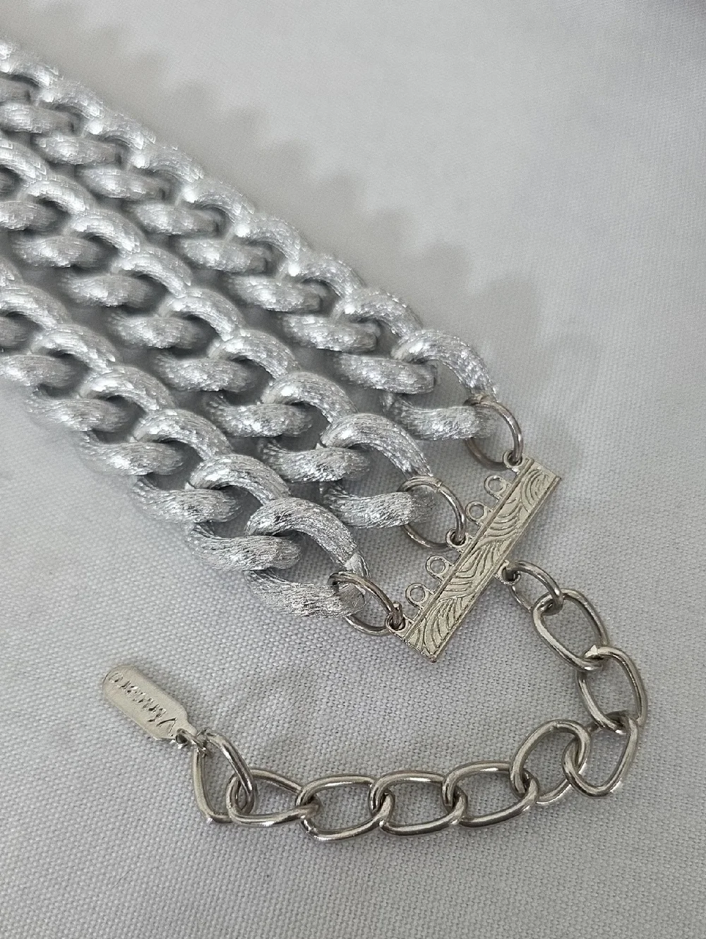Silver Triple Strand Curb Link Bracelet | Metallic Chunky Statement